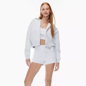 Aritzia TNA Cozy Fleece Boyfriend Boxy Zip Hoodie, White, Medium